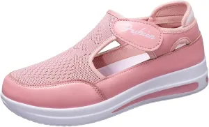 Platform Sandals for Women 2025 Arch Support Comfortable Sneakers Closed Toe Casual Slip On Loafers Low Top Walking Shoes Dressy Summer Wedges Knitted Breathable Lightweight Comfort Canvas