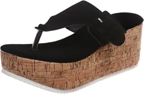 Platform Sandals Women Wedge Flip Flops Sandals with Arch Support Open Toe Slippers Casual Thong High Heels Beach Shoes