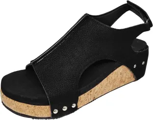 Platform Wedges Sandals Women Comfortable Open Toe Casual Shoes Buckle Ankle Strap Comfortable Casual Summer Shoes Comfy Orthopedic Cork Sandals Slip On Espadrilles