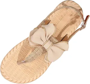 Sandals Womens Open Toe Espadrille Sandals Flat Sandals Vacation Beach Bowknot Summer Sandals with Ankle Strap