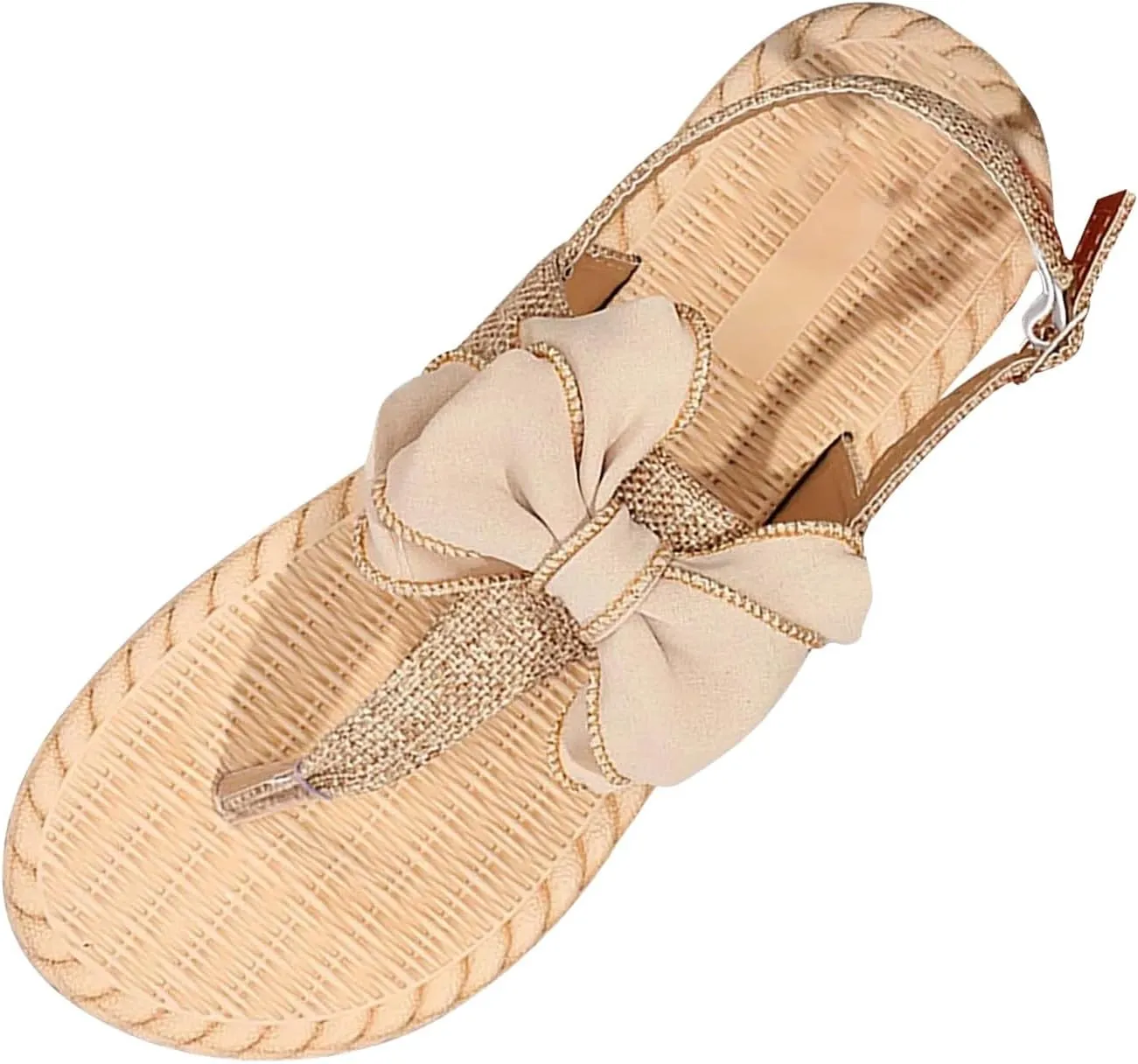 Sandals Womens Open Toe Espadrille Sandals Flat Sandals Vacation Beach Bowknot Summer Sandals with Ankle Strap
