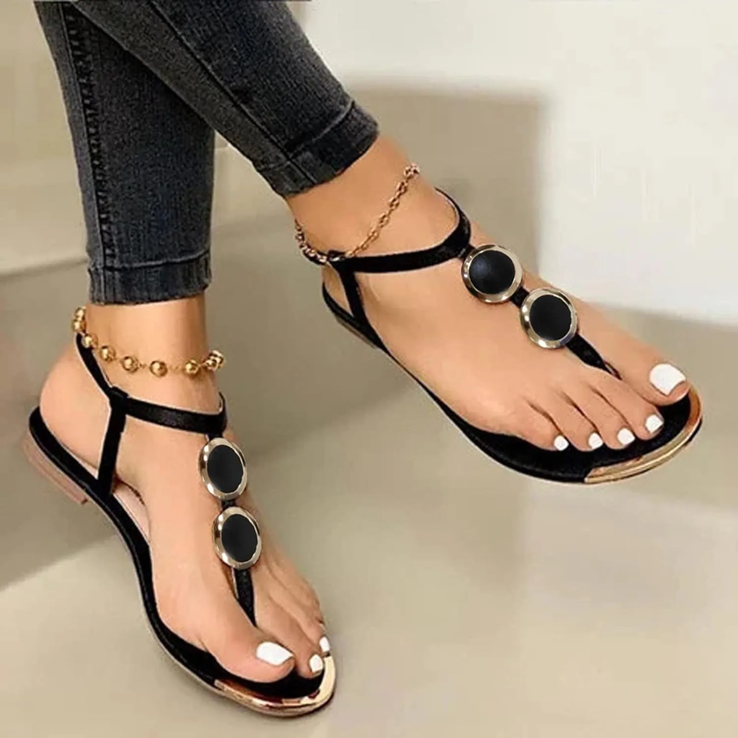 Slides for Women Dressy Sandals With Buckles Flip Flops for Women Beach Flat Sandal Womens Casual Summer Wear Women's Comfortable Walking Sandal