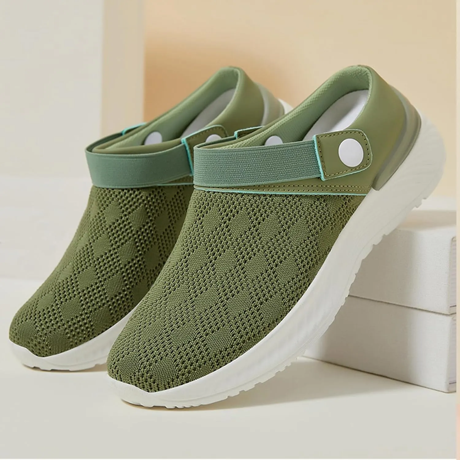 Slip On Sandals for Women Men Summer Air Cushion Platform Mesh Sneaker Breathable Mesh Walking Shoes Platform Outdoor Slippers Orthopedic Diabetic Sandals Casual Beach Shoe