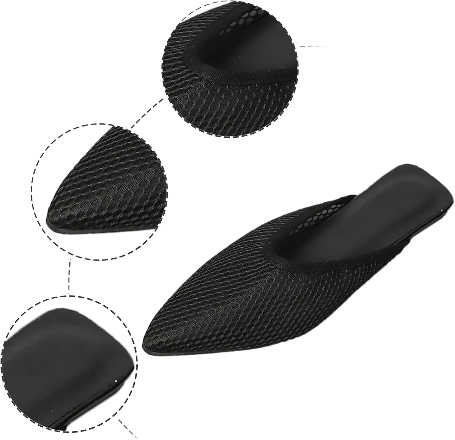 SuanlaTDS Women's Flat Sandals Dressy Closed Pointed Toe Slingback Low Heel Slip On Backless Mules Clogs Summer Comfortable Breathable Mesh Loafers Sexy Business Casual Outdoor Party Sandal