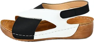 Summer Sandals for Women Arch Support Wedge Sandals Platform Open Toe Sandal Color Block Casual Slide Shoes Summer Arch Support Dressy Shoes Ankle Strap Slingback Shoe