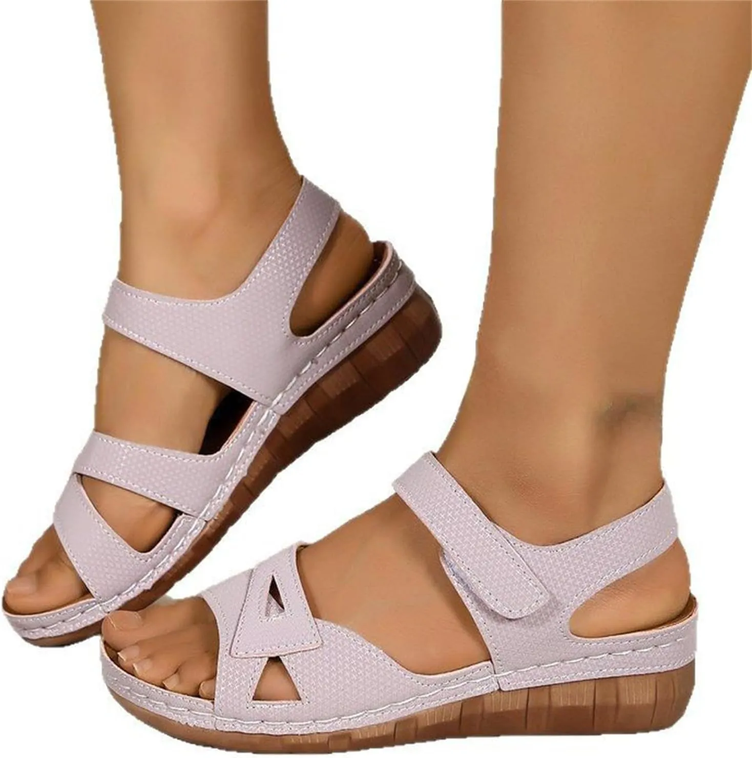Summer Sandals for Women Retro Platform Sandals Dressy Open Toe Ankle Strap Sandals Comfortable Slip On Adjustable Buckle Lightweight Shoes Casual Walking Slippers