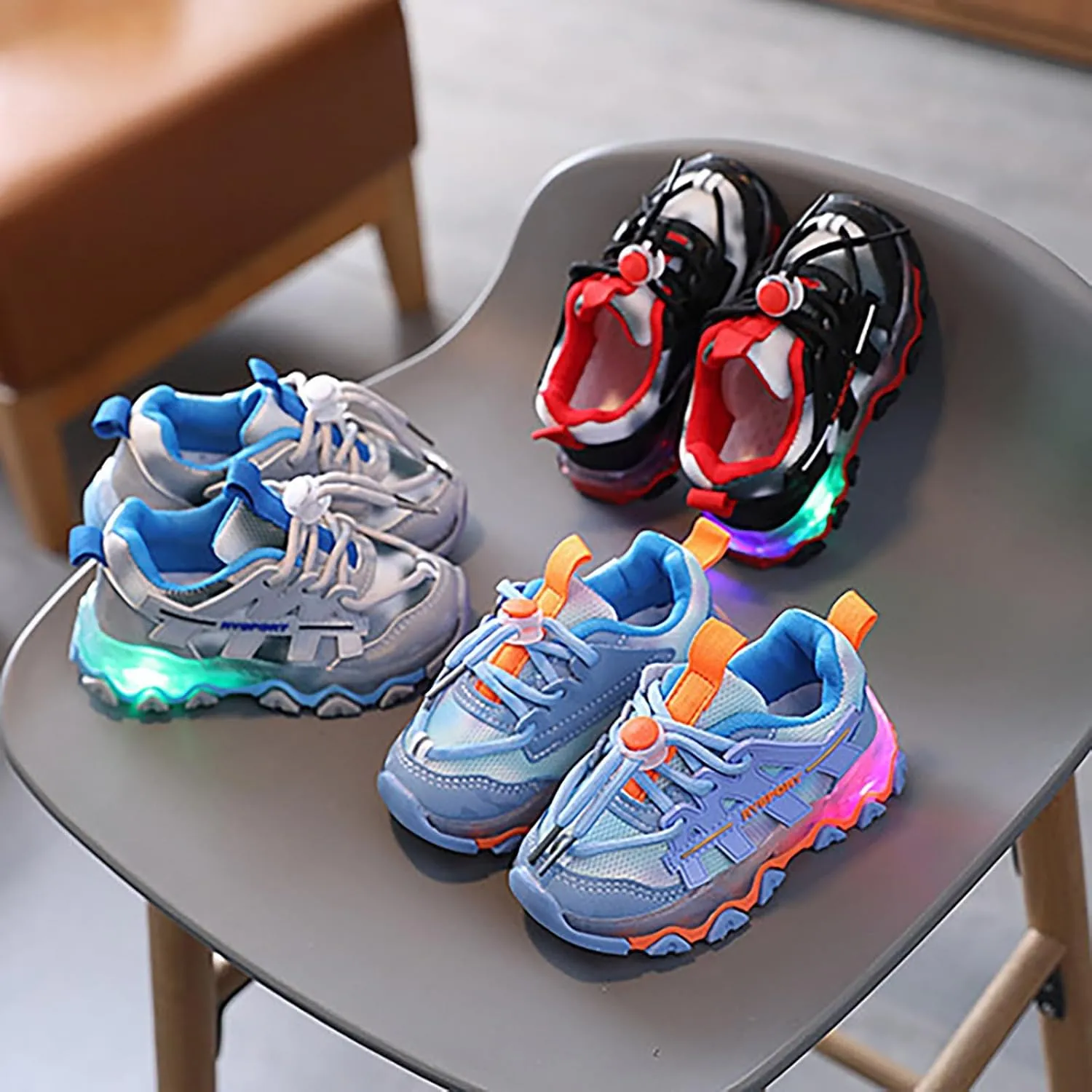 Toddler Boys Girls Light Up Shoes Flashing Lightweight Mesh Breathable Adorable Casual Sneaker for Big Kids Girls