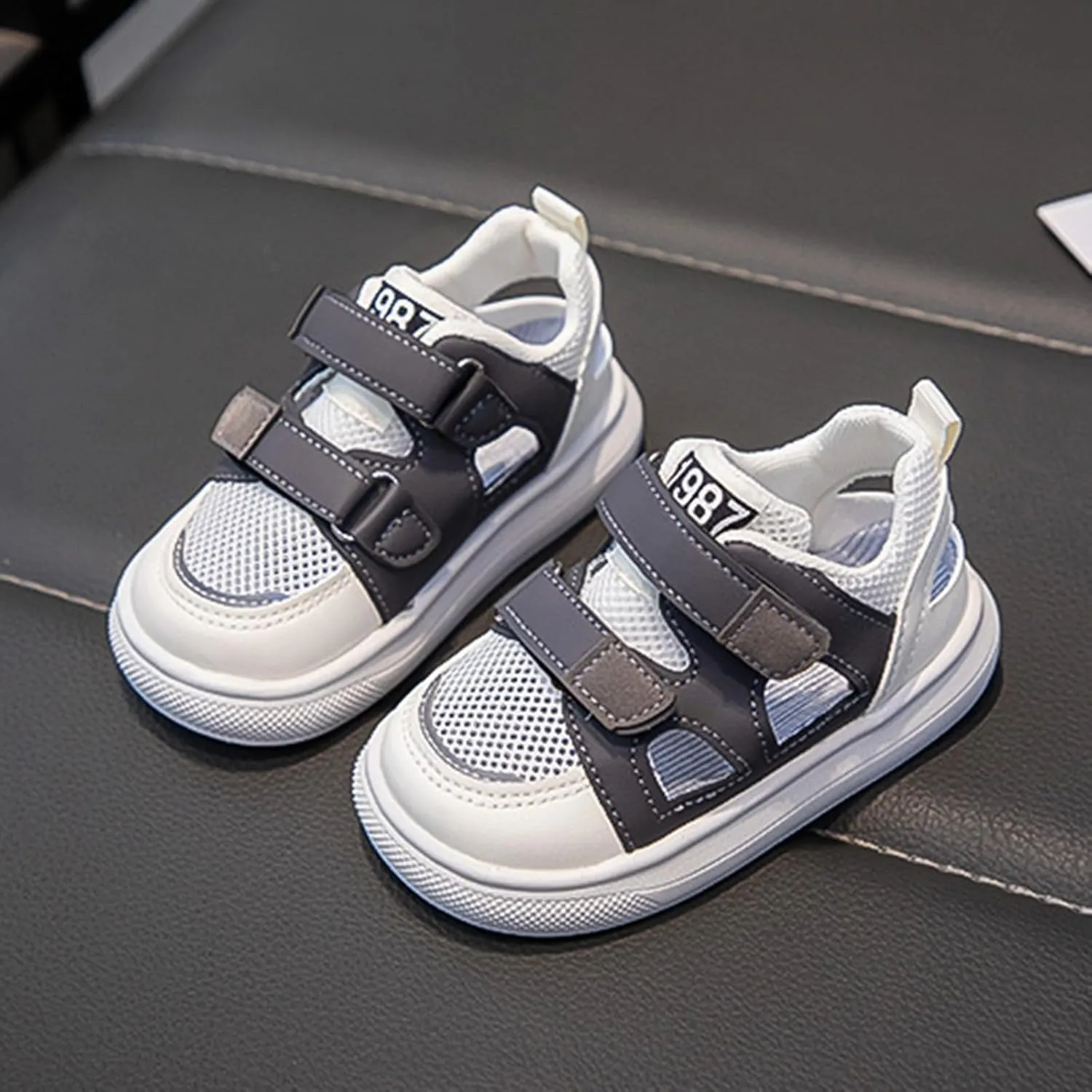 Toddler Boys Mesh Sneakers Little Kid Open Toe Sport Shoes Baby Infant First Walking Non Slip Shoes Breathable Comfy