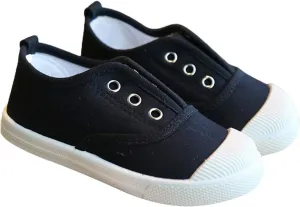 Toddler Girls Boys T-Strap Canvas Sneakers Classical Comfortable Cotton Flat Non-Slip Casual Walking Lace-Up Slip Shoes