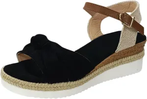 Wedge Sandals for Women Dressy Summer 2025 Espadrille Platform Wedges Heels Strappy Slip on Bow Tie Ankle Strap Flat Open Toe Comfortable Walking Outdoor Beach Shoes Sandalias Ortopédicas Para Mujer