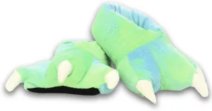 Wishpets Stuffed Animal Slippers - Soft Plush Toy Slippers for Kids and Adults - Green Dinosaur Claw Slippers