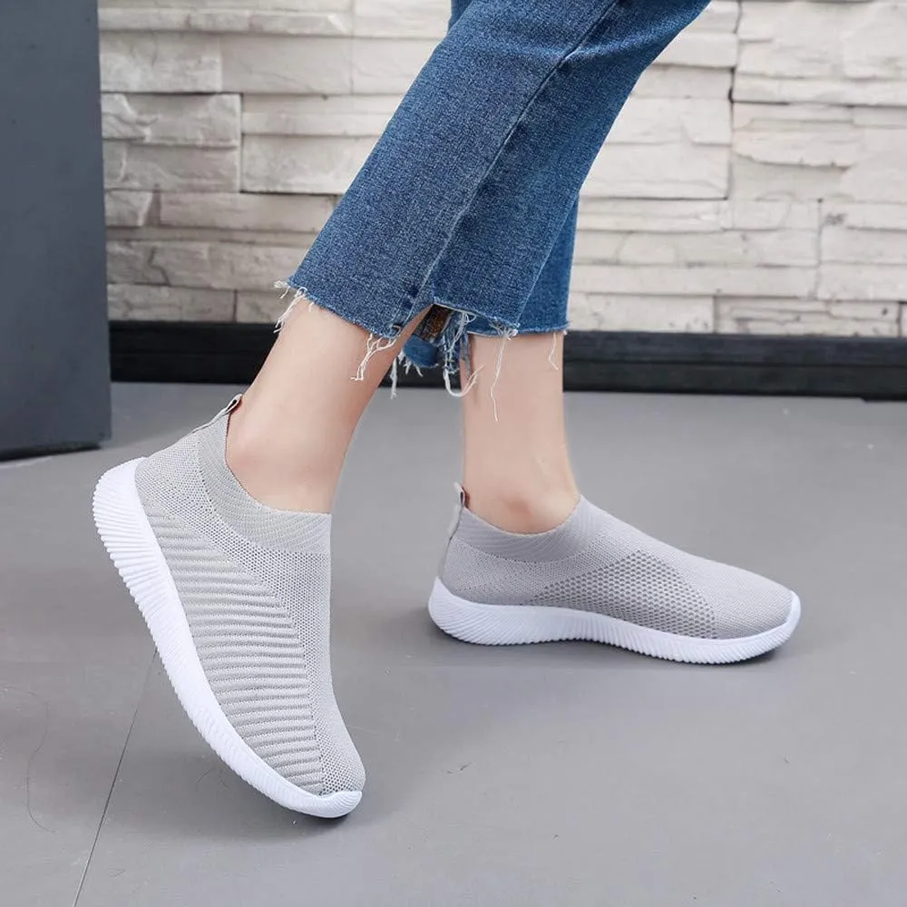 Women Comfortable Slip On Shoes Lightweight Walking Sneakers Canvas Casual Flats Non Slip Elastic Loafers