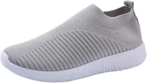 Women Comfortable Slip On Shoes Lightweight Walking Sneakers Canvas Casual Flats Non Slip Elastic Loafers