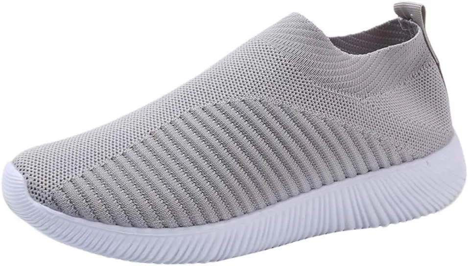 Women Comfortable Slip On Shoes Lightweight Walking Sneakers Canvas Casual Flats Non Slip Elastic Loafers
