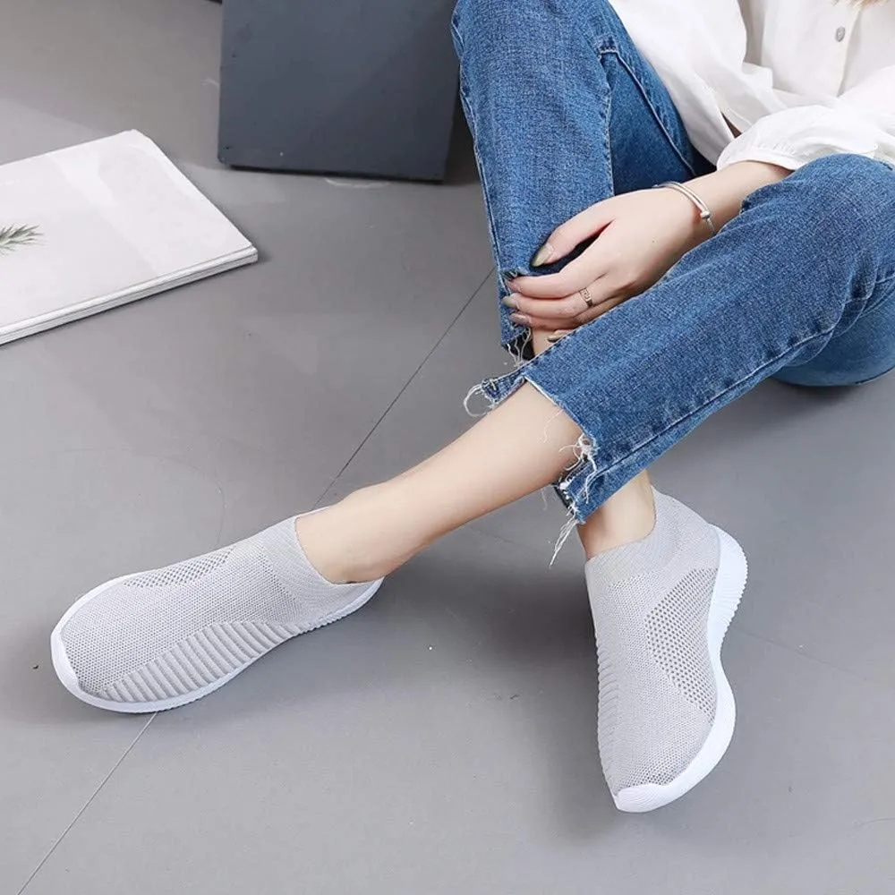 Women Comfortable Slip On Shoes Lightweight Walking Sneakers Canvas Casual Flats Non Slip Elastic Loafers