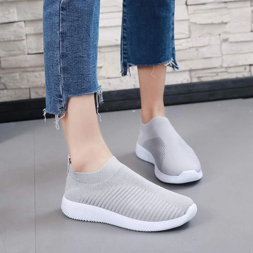 Women Comfortable Slip On Shoes Lightweight Walking Sneakers Canvas Casual Flats Non Slip Elastic Loafers