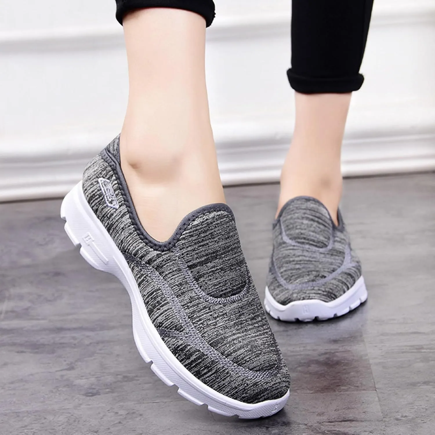 Women Ladies Casual Loafers Breathable Stretch Cloth Shoes Shoes for Boys Casual Wear