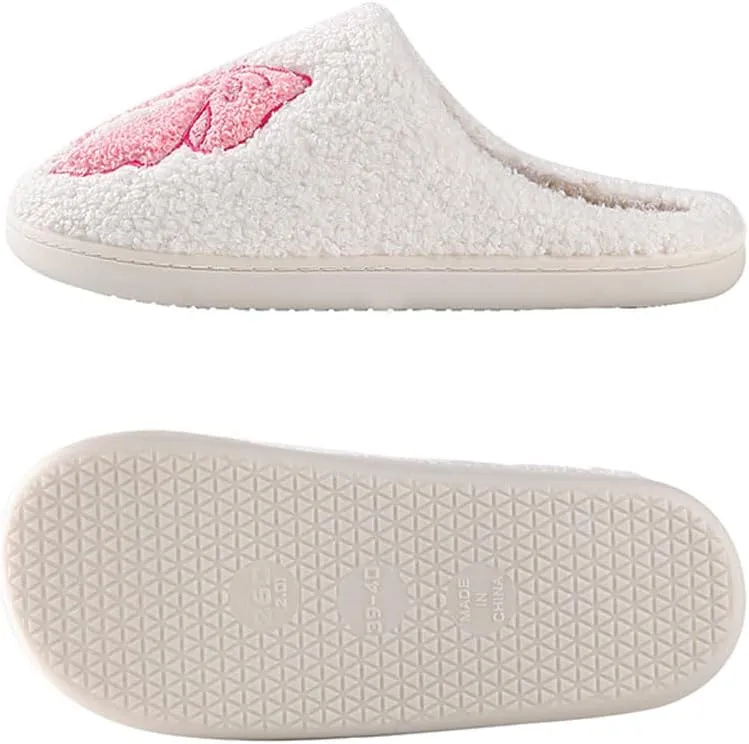 Women's Bow Tie Slippers Bedroom Warm Plush Soft Comfy House Shoes