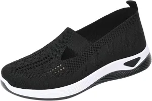 Womens Canvas Slip On Shoes Casual Walking Sneakers Lightweight Flat Fashion Comfortable Elastic Loafers Non Slip