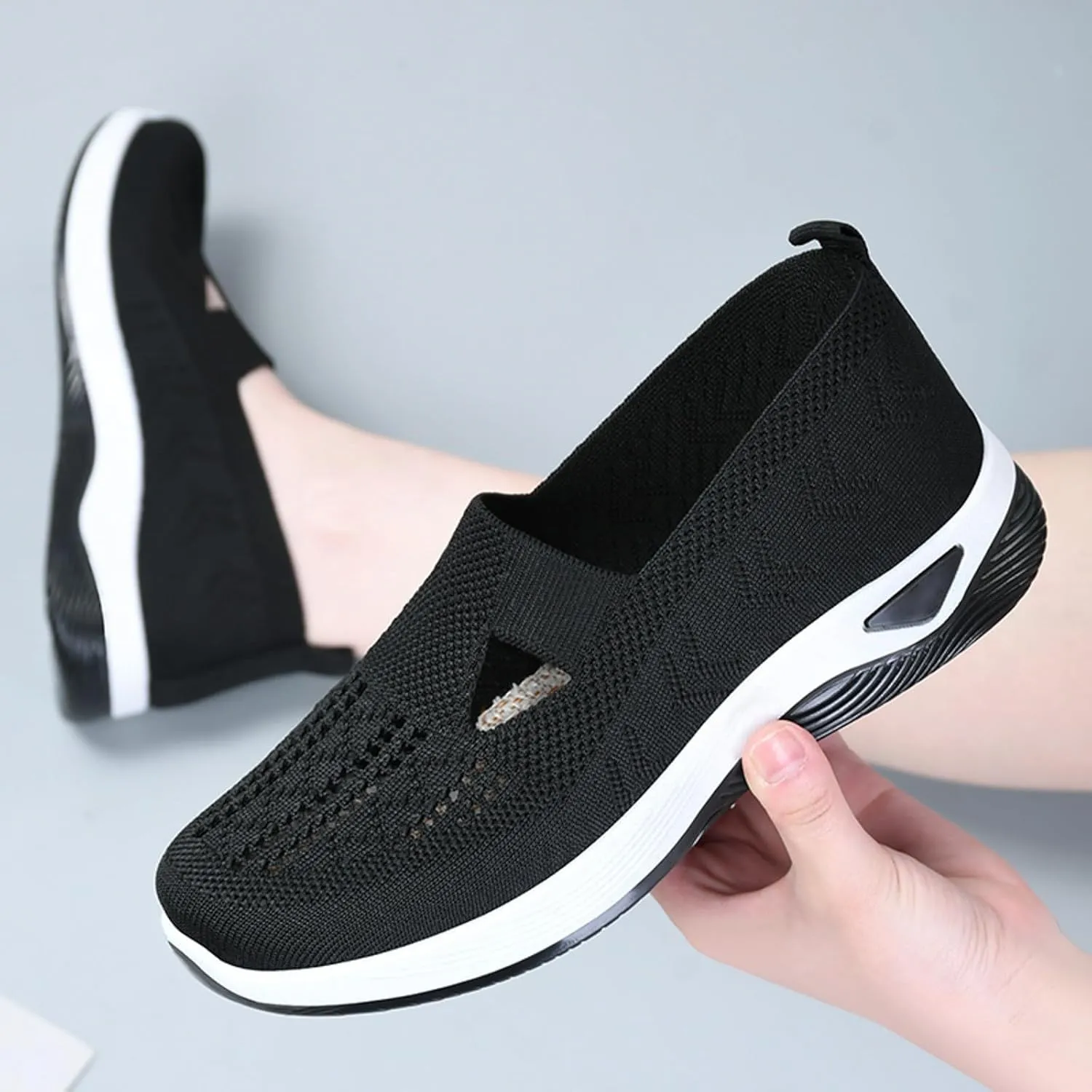 Womens Canvas Slip On Shoes Casual Walking Sneakers Lightweight Flat Fashion Comfortable Elastic Loafers Non Slip