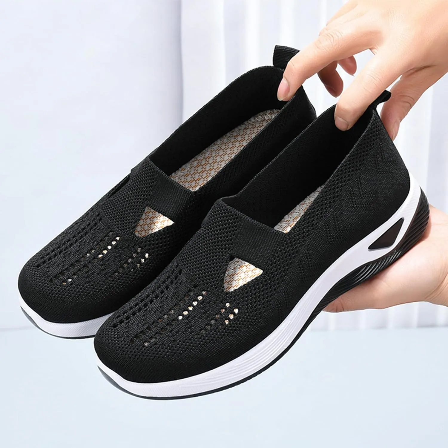 Womens Canvas Slip On Shoes Casual Walking Sneakers Lightweight Flat Fashion Comfortable Elastic Loafers Non Slip