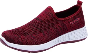 Womens Canvas Slip On Shoes Casual Walking Sneakers Lightweight Flat Fashion Comfortable Elastic Loafers Non Slip