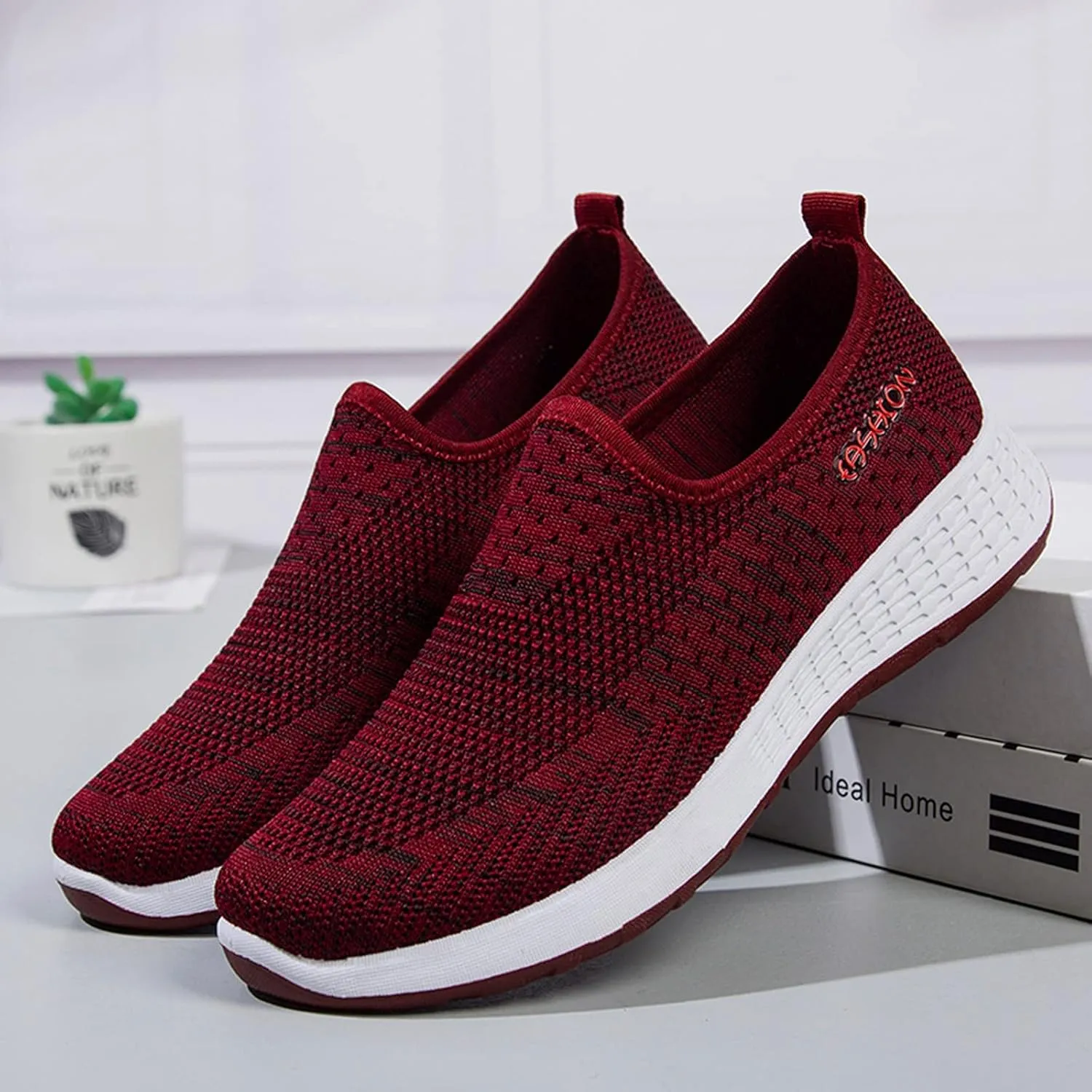 Womens Canvas Slip On Shoes Casual Walking Sneakers Lightweight Flat Fashion Comfortable Elastic Loafers Non Slip
