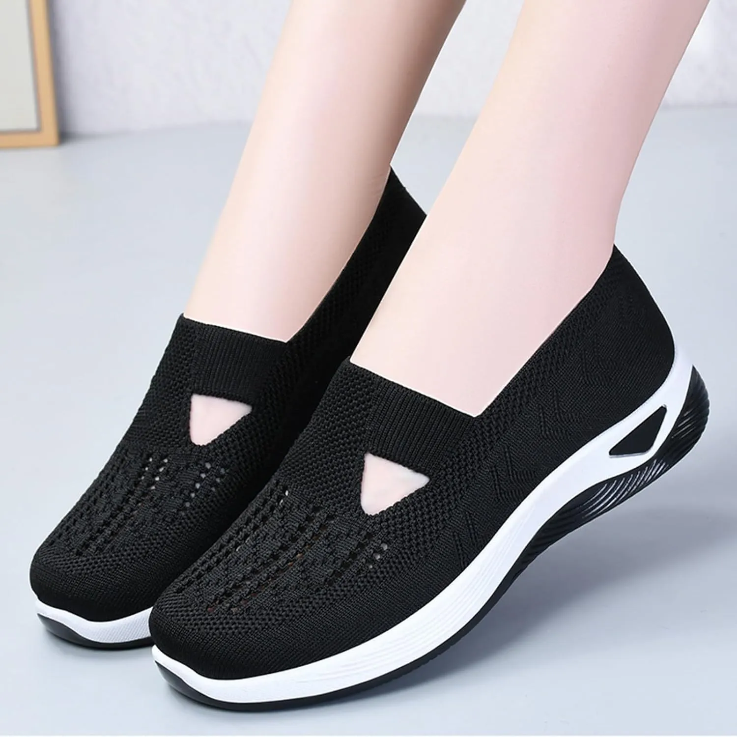 Womens Canvas Slip On Shoes Casual Walking Sneakers Lightweight Flat Fashion Comfortable Elastic Loafers Non Slip