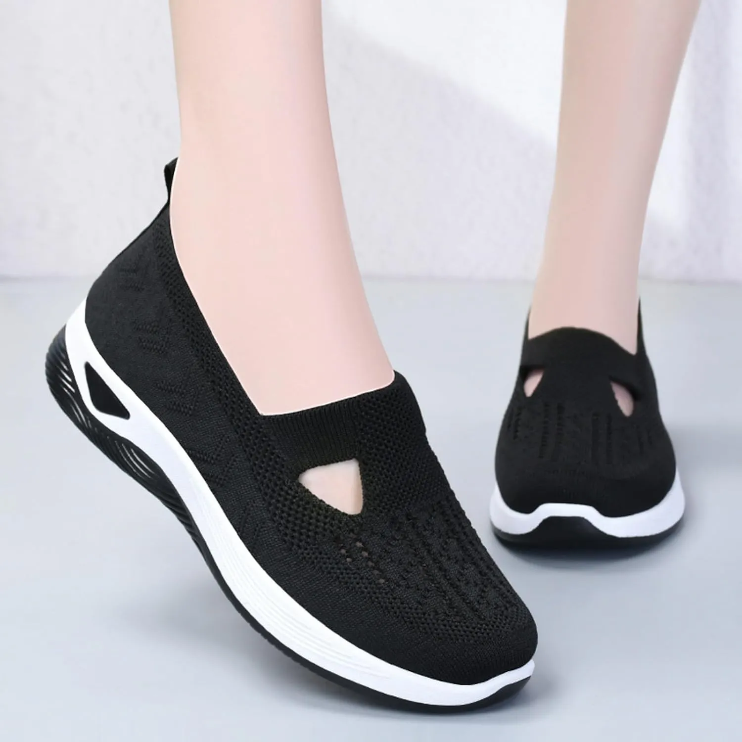 Womens Canvas Slip On Shoes Casual Walking Sneakers Lightweight Flat Fashion Comfortable Elastic Loafers Non Slip