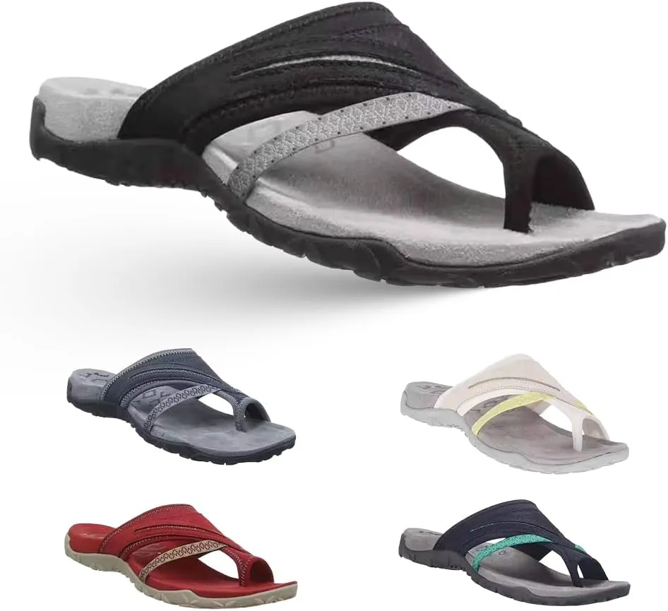 Women's Comfy Orthopedic Platform Sandals with Arch Support Flops, Fasciitis Comfort Sandals with Toe Ring Loop
