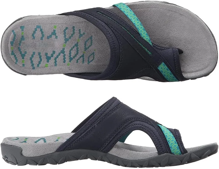 Women's Comfy Orthopedic Platform Sandals with Arch Support Flops, Fasciitis Comfort Sandals with Toe Ring Loop