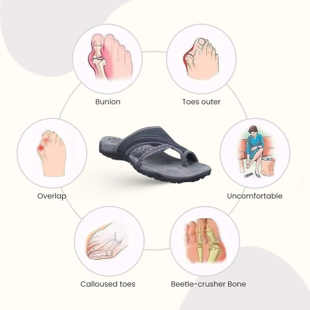Women's Comfy Orthopedic Platform Sandals with Arch Support Flops, Fasciitis Comfort Sandals with Toe Ring Loop