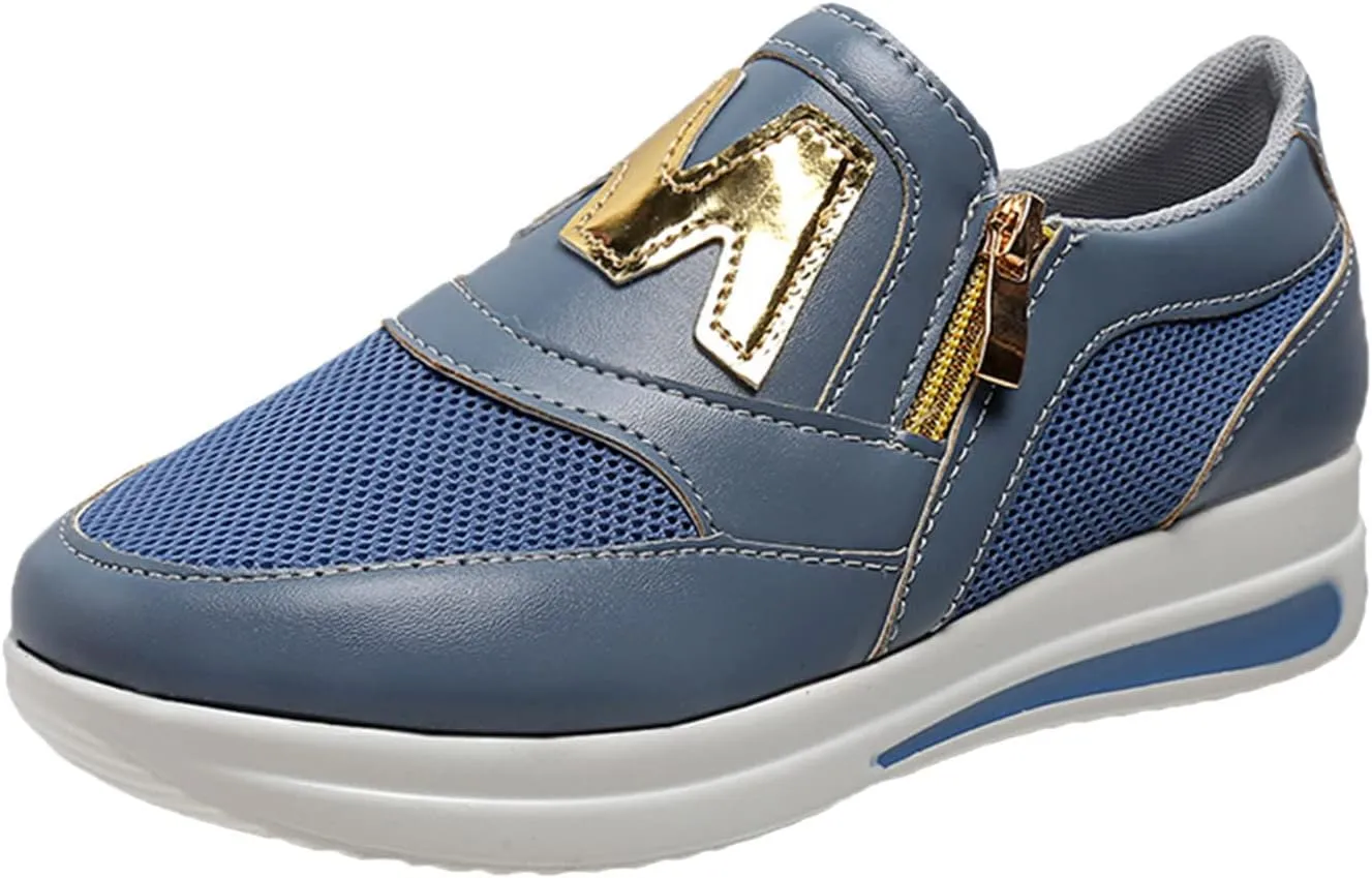 Womens Flat Slip On Sneakers Casual Walking Shoes Lightweight Canvas Comfortable Elastic Non Slip Loafers