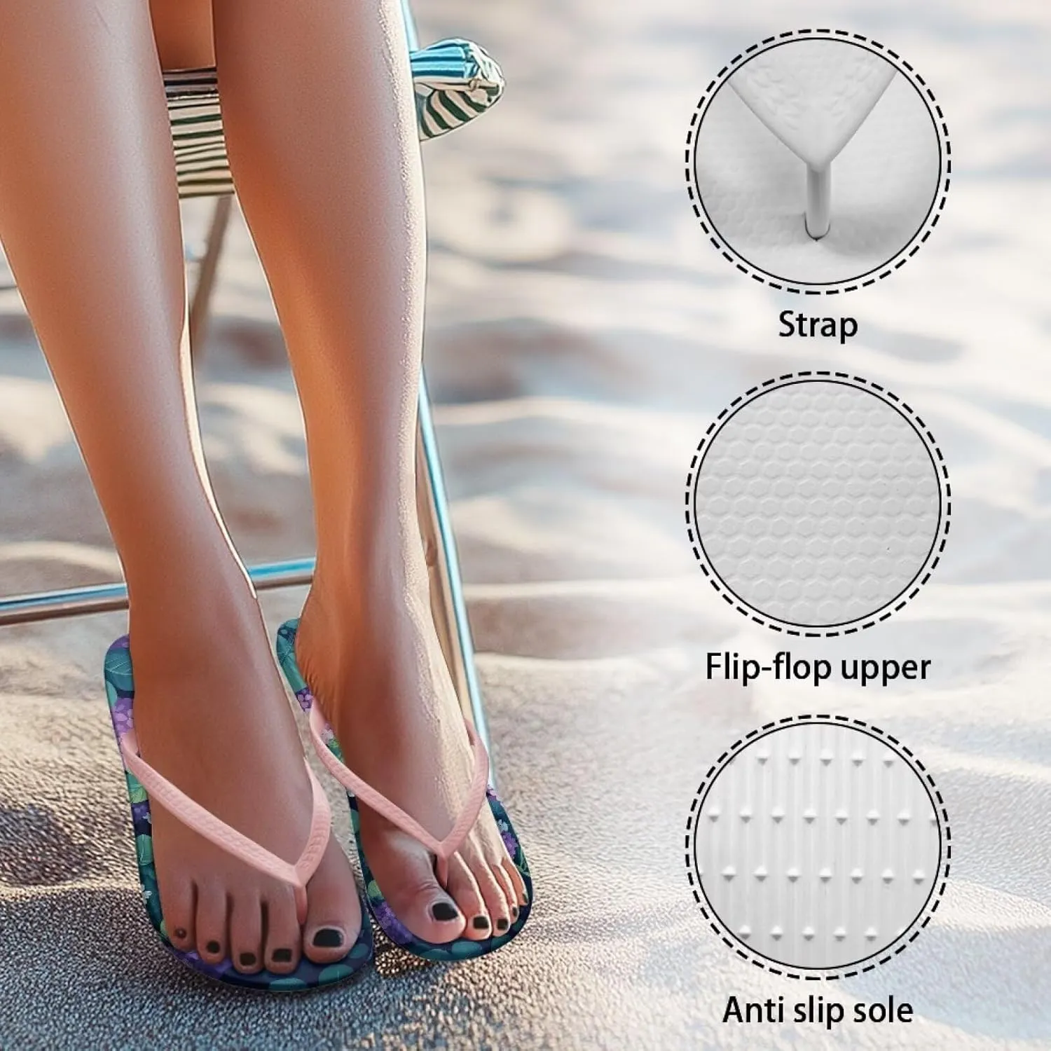 Women's Flip Flops Fashion Summer Sandal Lightweight Thong Sandals Non-Slip Shower Shoes Soft Slippers for Casual Beach Pool US Size 5-9