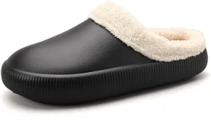 Womens Fuzzy Fleece Fur Lined Slippers Indoor Outdoor Waterproof Slip On House Shoes Winter Warm Plush Garden Shoes