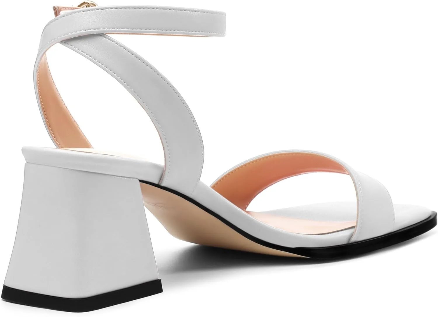 Women's High Chunky Heels Square Toe Block Ankle Strap Dress Comfort Sandals, 2" Heel Height