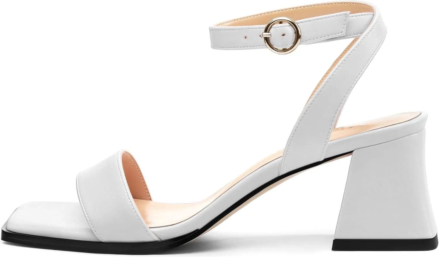 Women's High Chunky Heels Square Toe Block Ankle Strap Dress Comfort Sandals, 2" Heel Height