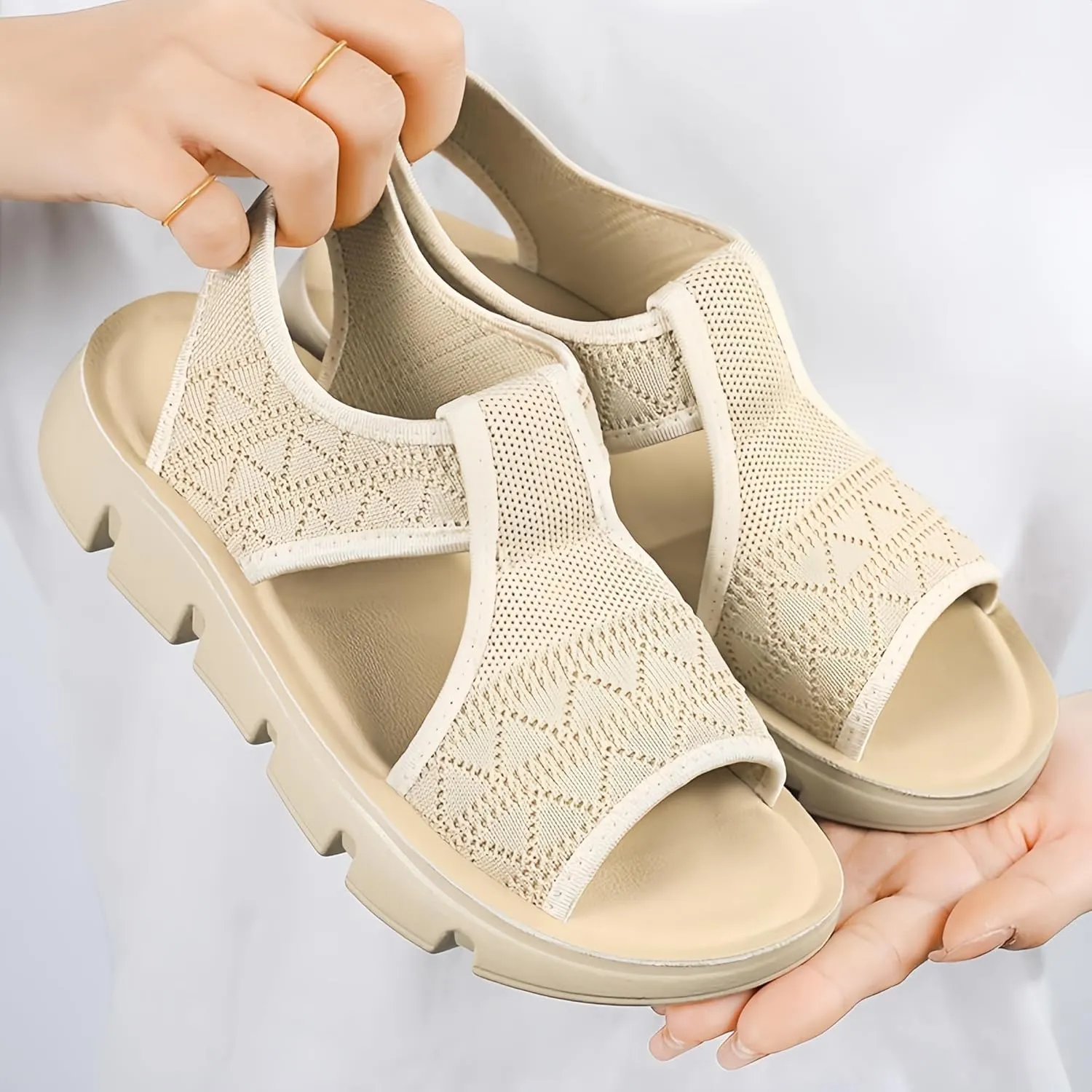 Women's Mesh Comfort Sandals Open Toe Platform Shoes 4 Colors Available