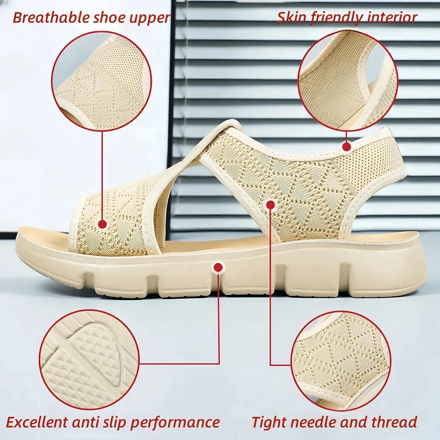 Women's Mesh Comfort Sandals Open Toe Platform Shoes 4 Colors Available