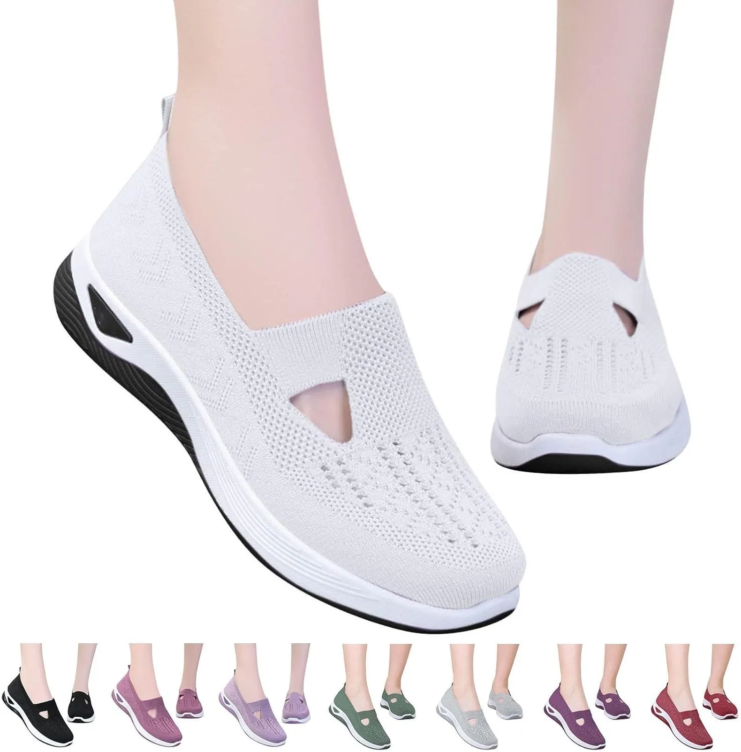 Womens Orthopedic Comfortable Walking Shoes Slip On Sneakers with Arch Support Casual Loafers for Plantar Fasciitis Relief Foot Heel Pain Diabetic Feet