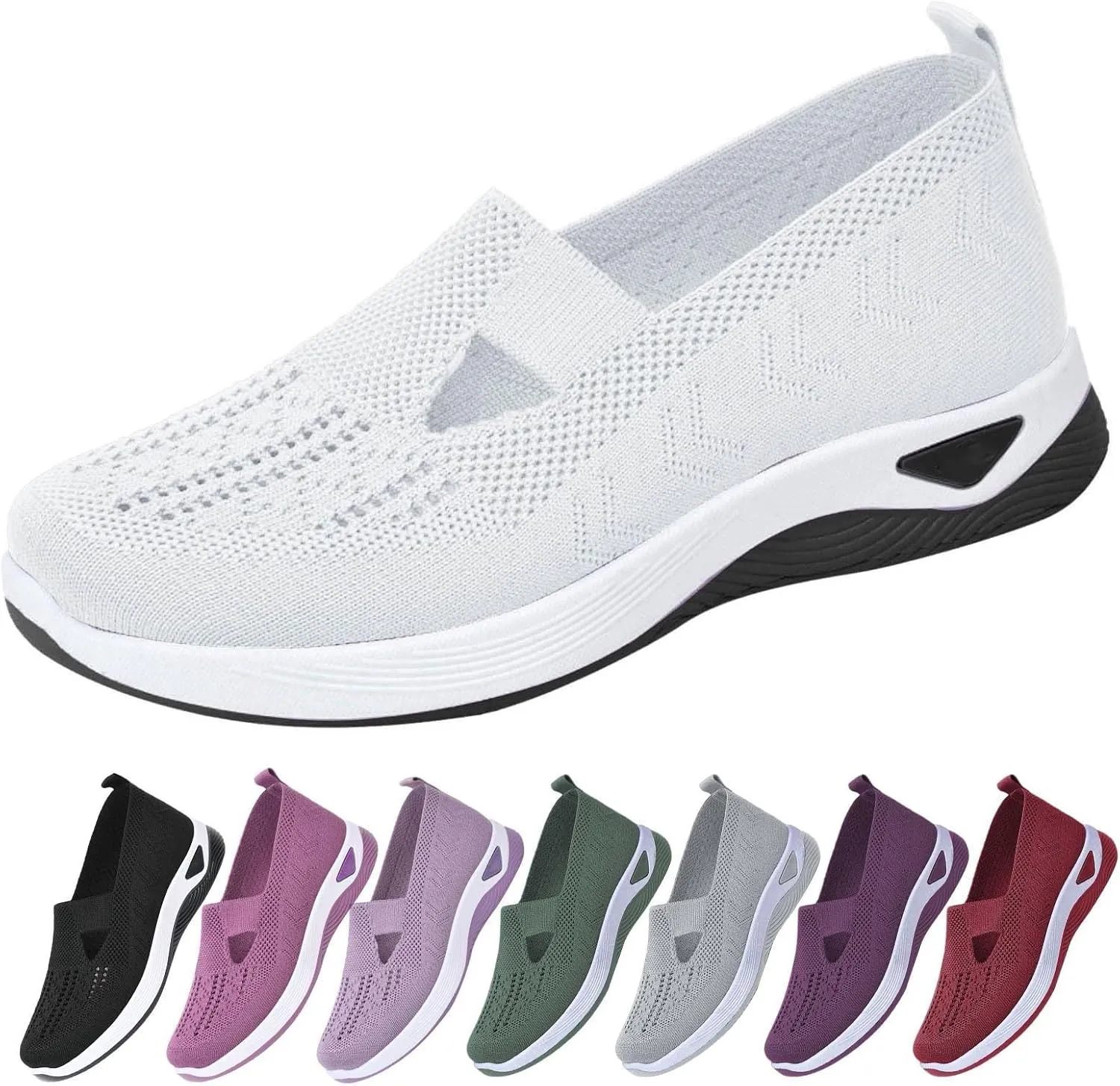 Womens Orthopedic Comfortable Walking Shoes Slip On Sneakers with Arch Support Casual Loafers for Plantar Fasciitis Relief Foot Heel Pain Diabetic Feet