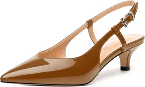 Women's Pumps, Pointed Toe Kitten Low Heels Pumps for Women, Closed Toe Slingback Low Heels Dress Shoes
