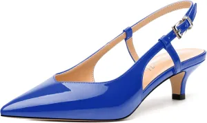 Women's Pumps, Pointed Toe Kitten Low Heels Pumps for Women, Closed Toe Slingback Low Heels Dress Shoes