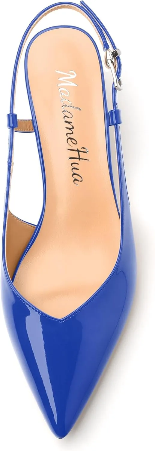 Women's Pumps, Pointed Toe Kitten Low Heels Pumps for Women, Closed Toe Slingback Low Heels Dress Shoes