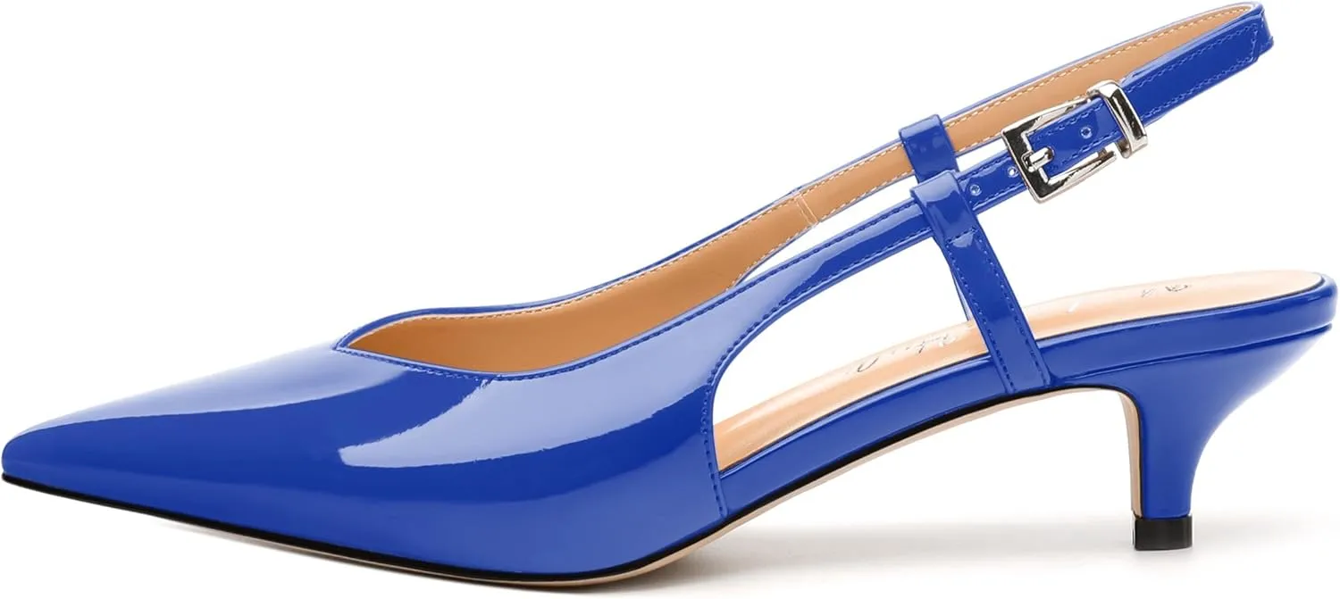 Women's Pumps, Pointed Toe Kitten Low Heels Pumps for Women, Closed Toe Slingback Low Heels Dress Shoes