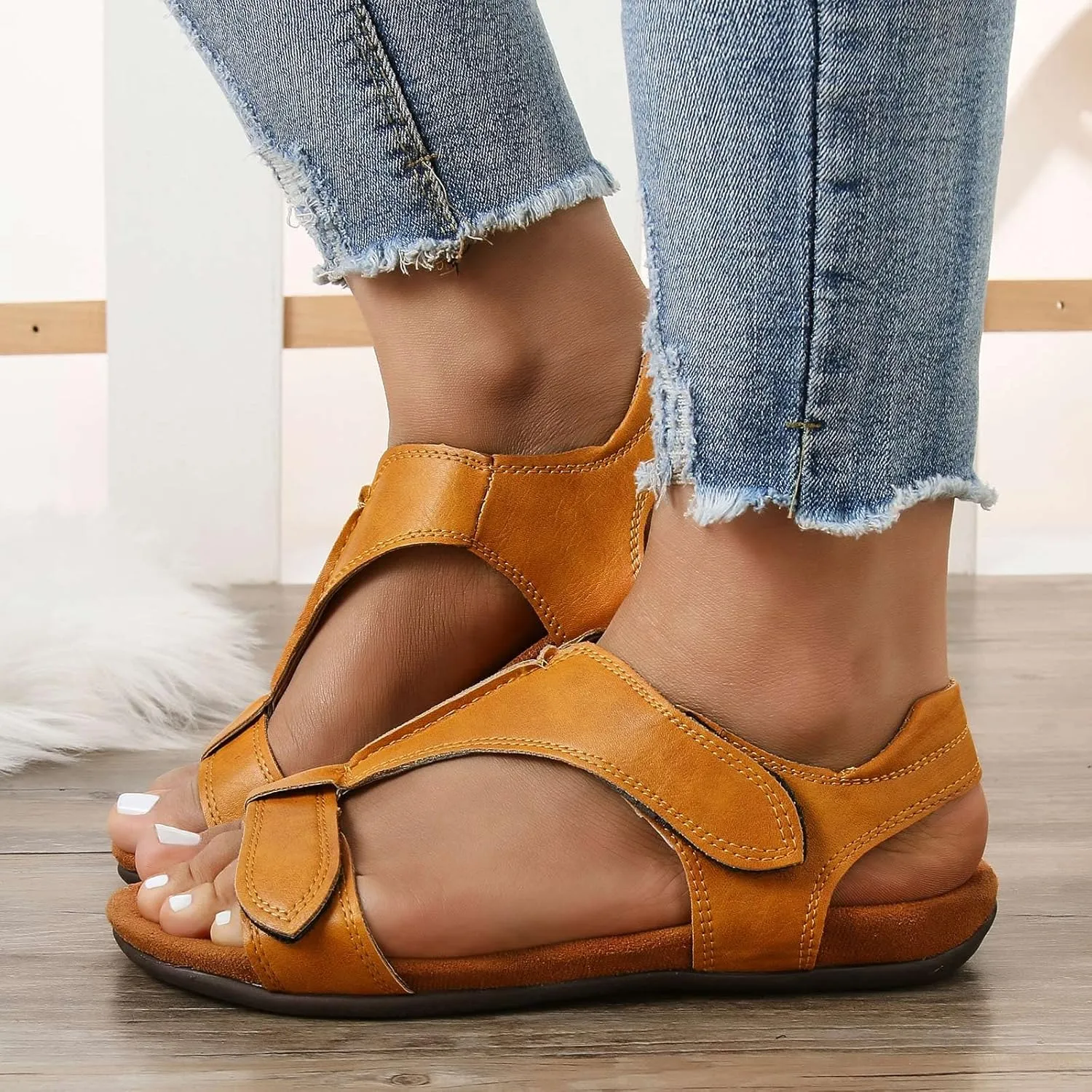 Womens Sandals Comfortable Dressy Women's Brown Sandals Flip Flops for Women Waterproof Flat Sandal Women Slip on Casual Flat Sandal Women Wedge Shoes
