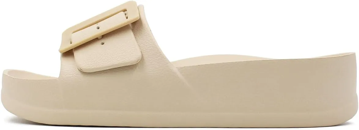 Women's Sandals With Arch Support Adjustable Buckle Platform Cloud Slides Summer Lightweight Soft Slippers Non-Slip Shower Shoes