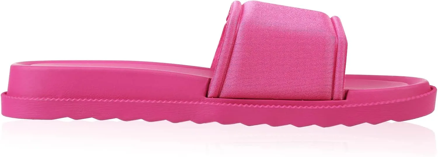 Women's Slide Sandals, Soccer Slide Sandals For Women With Memory Foam Upper   Hook & Loop Adjustable Strap