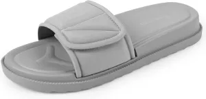 Women's Slide Sandals, Soccer Slide Sandals For Women With Memory Foam Upper   Hook & Loop Adjustable Strap