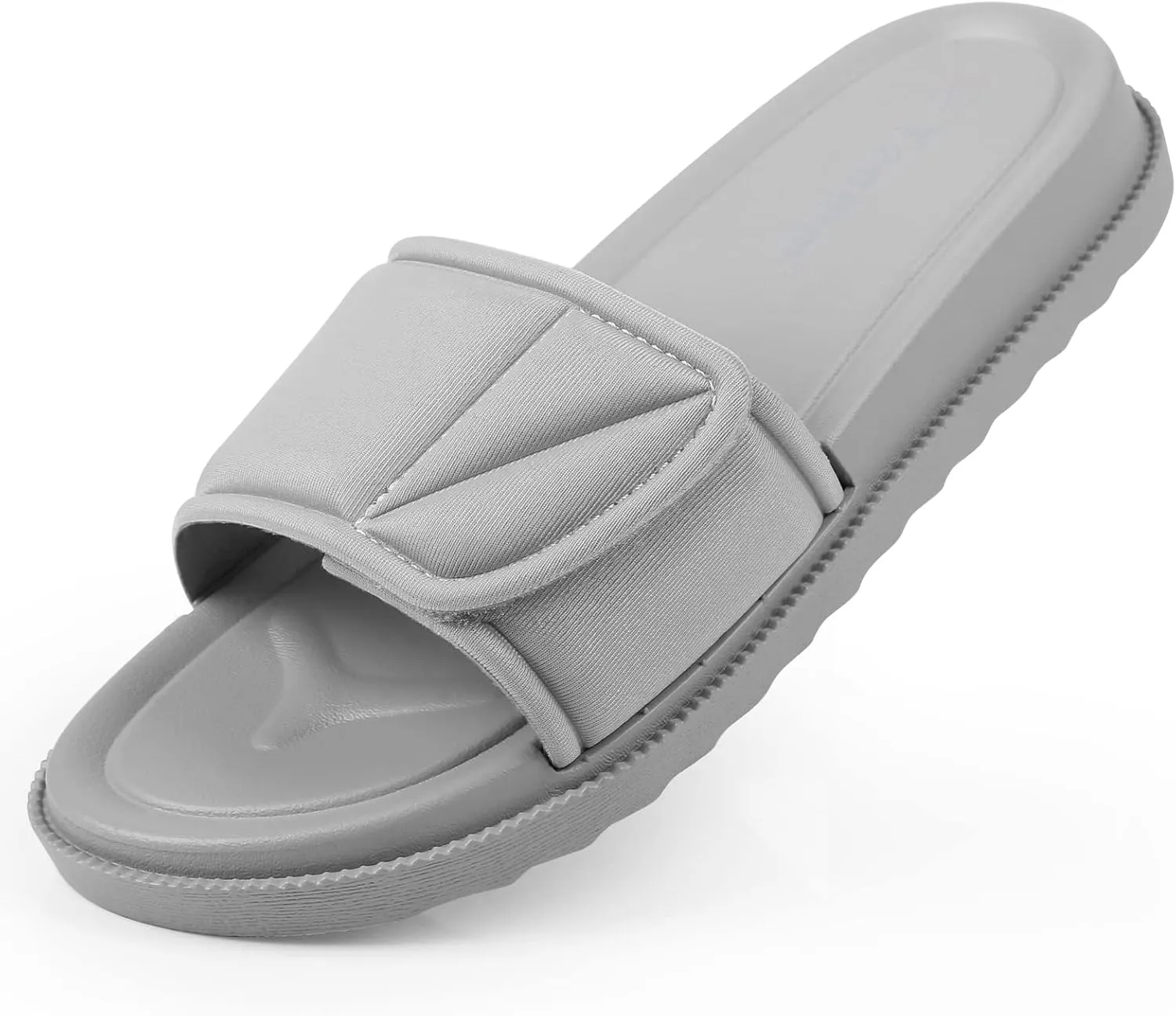 Women's Slide Sandals, Soccer Slide Sandals For Women With Memory Foam Upper   Hook & Loop Adjustable Strap